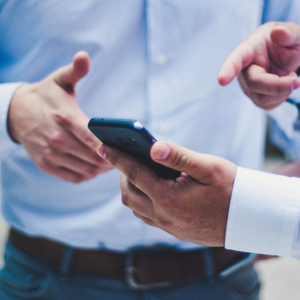 a mobile device owner sharing a map