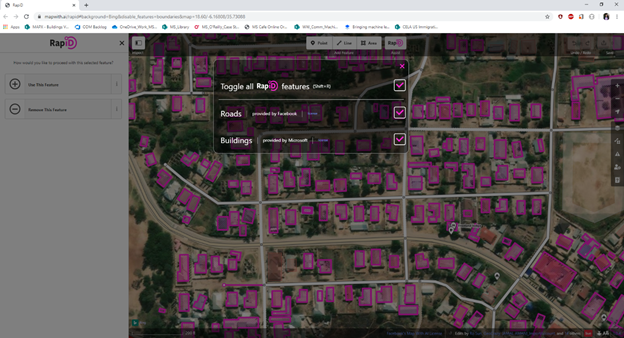 rapid street map features menu