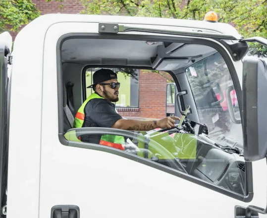 fleet truck driver checking route