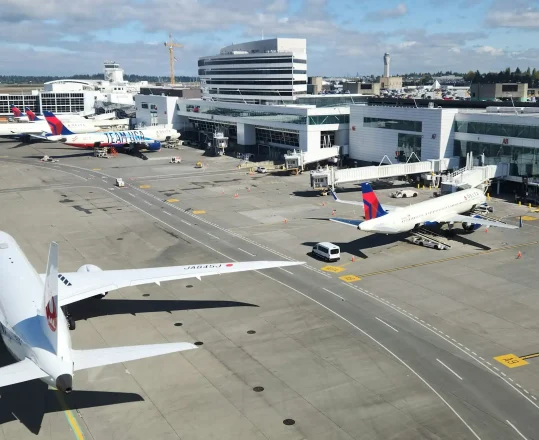 a view above the ramp at an airport