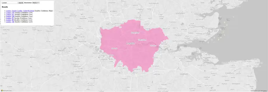 Map showing local boundaries in London