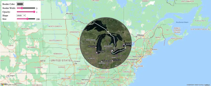 a spyglass view over a standard map