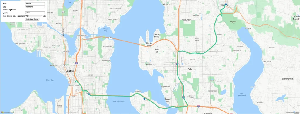 Street map route in Seattle